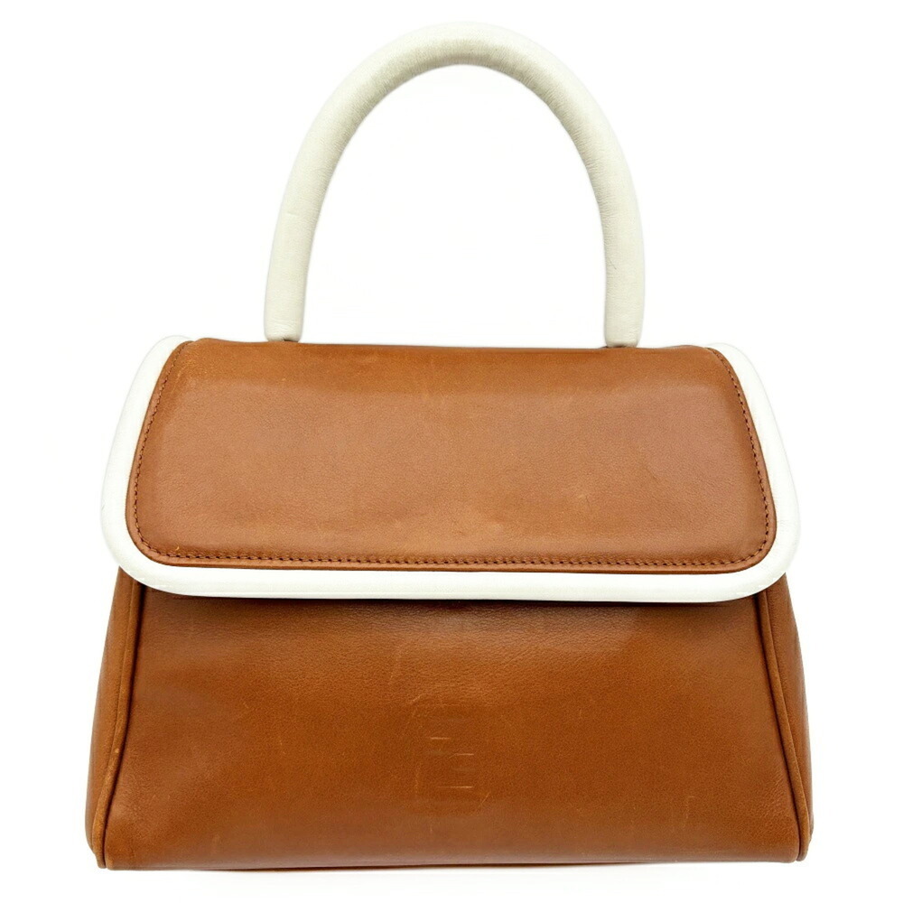 Fendi bag, leather, brown and white bicolor, FF